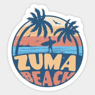 Vintage Surfing Zuma Beach, California // Retro Summer Vibes // Grunge Surfer Sunset Sticker